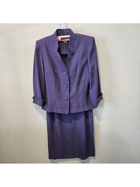 Women's Miss Dorby Vintage 80s Brocade Skirt Suit Set Size 6P Purple
